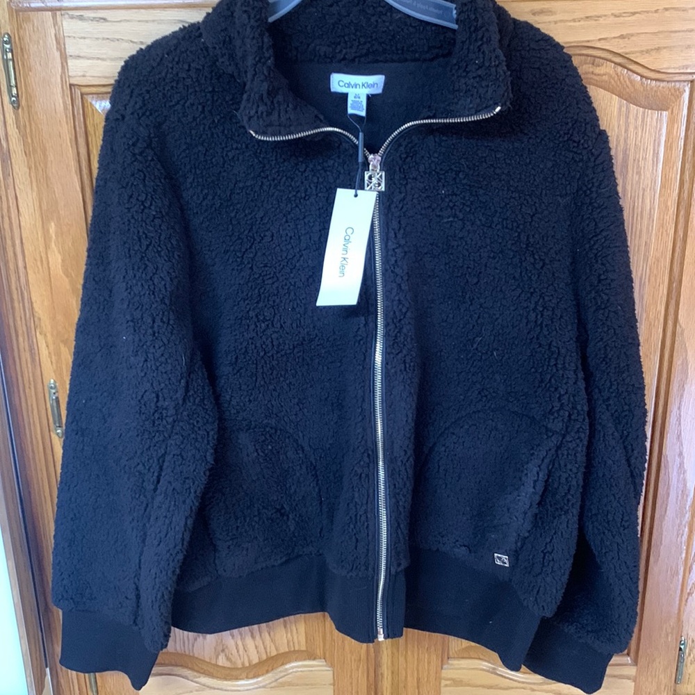 Calvin Klein full zip black Sherpa jacket